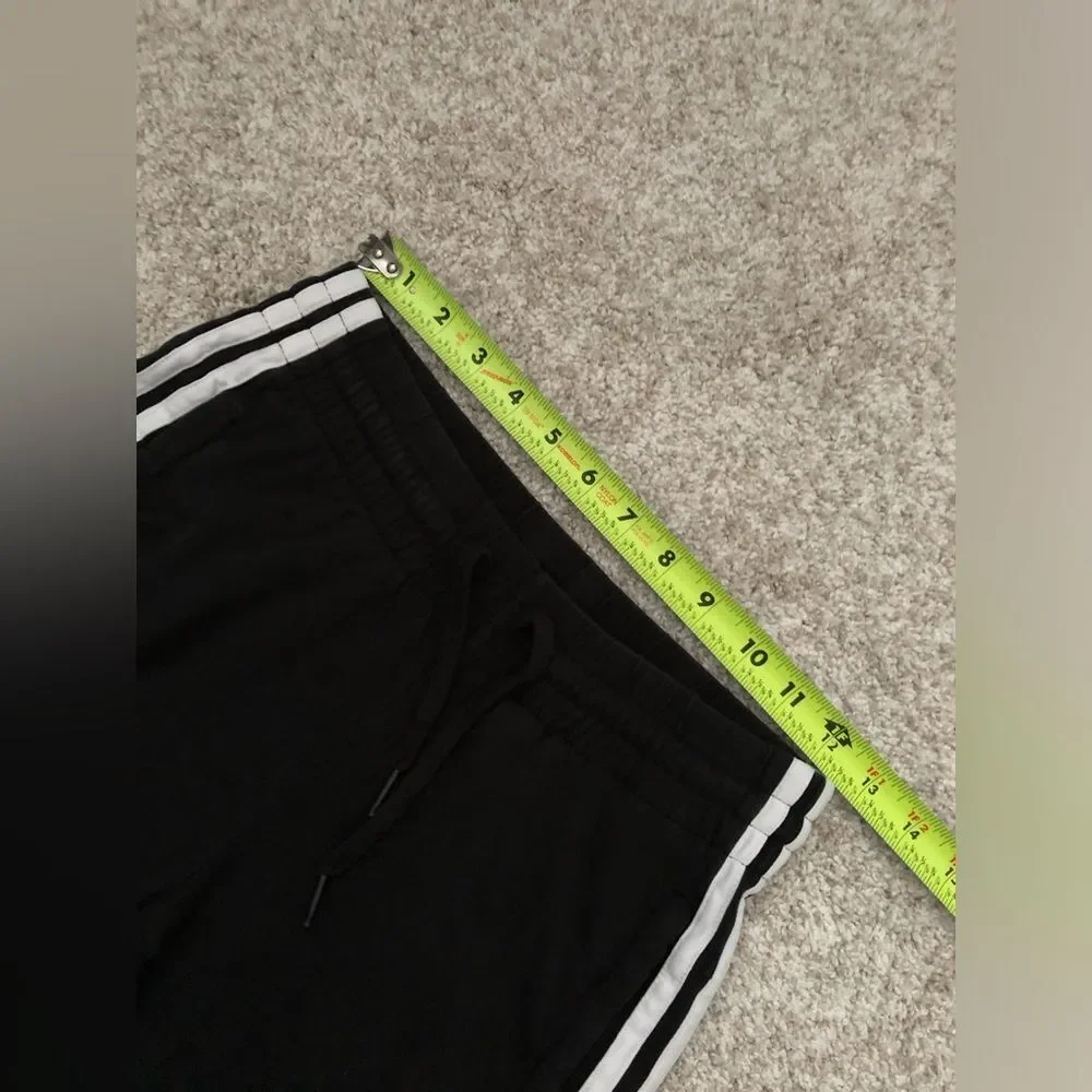 Adidas Essentials French Terry white Stripes Pants Black Joggers women size XS